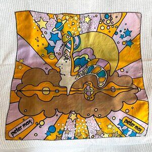 Vintage 1970s signed groovy PETER MAX silk scarf
